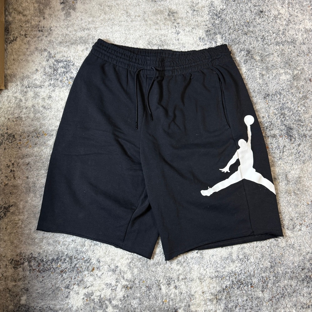 Jordan Jumpman Mens Fleece Shorts Black White Graphic Standard Fit Large
